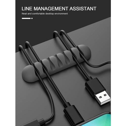 USB Cable Organizer Wire Winder Silicone Tie Fixer Wire Management organizador Cord Clip Office Desktop Phone Cables holder