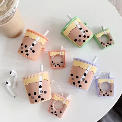 Pearl Milk Tea Protect Case for iPhone Airpods Pro Woocon Kawaii Cute Character Cartoon Silicone Protective Cover Accessories