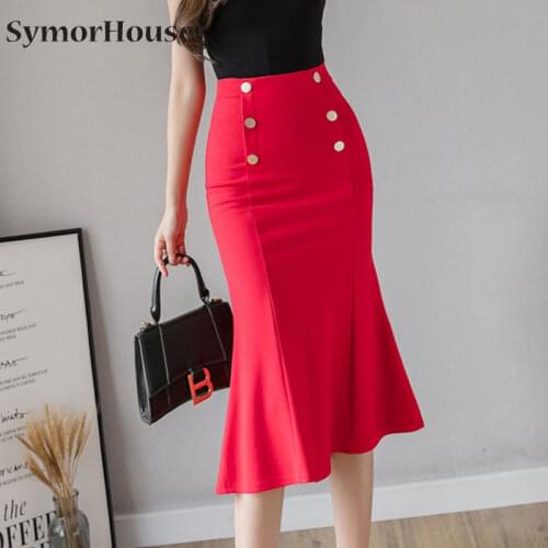 2021 New Womens Skirts Fashion Plus Size Midi Skirts Elastic Bodycon Package Hip Skirt For Women Elegant Office Mermaid Skirts