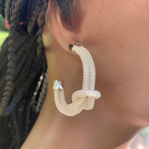 3.5CM Mesh Earring Silver Color Gold Earrings for Women Jewelry Arab Africa Earring for Girl Ethiopian Habesha Jewelry