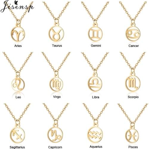 Jisensp New Fashion 12 Constellation Necklace Vintage Constellation Pendant Necklace for Women Girls Christmas Birthday Gifts