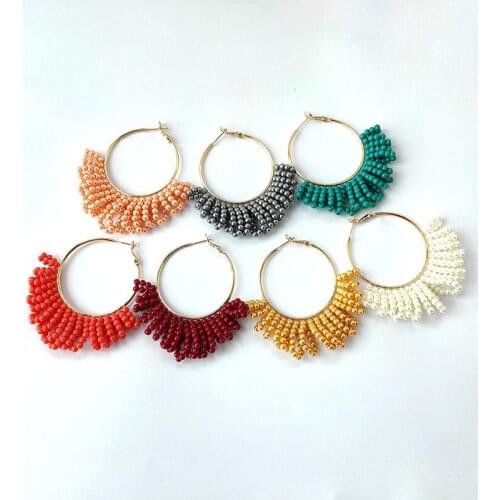 1 Pair Fashion Circular Drop Earrings,twine multicolour beads Dangle Earrings For Women Jewelry Gift ER977