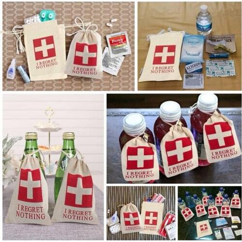 10x14cm 10pcs Wedding Hangover Kit Bags Cotton Wedding Favor Holder Bag Bachelorette Party Decorations Event Party Supplies