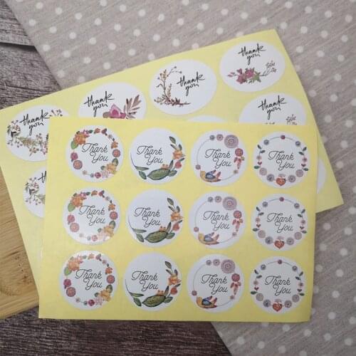 120pcs Thank You Self Adhesive Sealing Stickers Flower Label Sticker for DIY Hand Made Gift Cake Candy Paper Tags