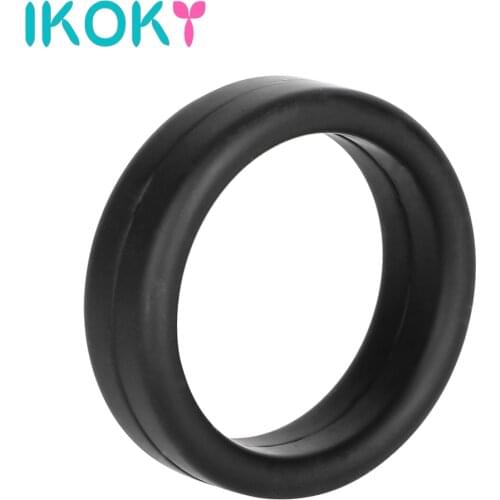 IKOKY Elastic Penis Ring Cock Ring Dildo Extender Delay Ejaculation Adult Products Sex Toys for Men Male Masturbator