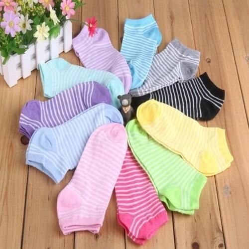 5/6/7Pairs Sweet Lovely Cute Socks Stripe Print Girls Womens Socks Short Ankle Socks Woman Cotton Spring Autumn Winter Sokken