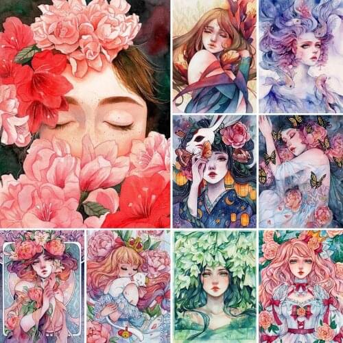 5D Diy Diamond Painting Cartoon Girl Portrait Crystal Kit Full Drill Square Embroidery Mosaic Art Picture Home Decoration Gift