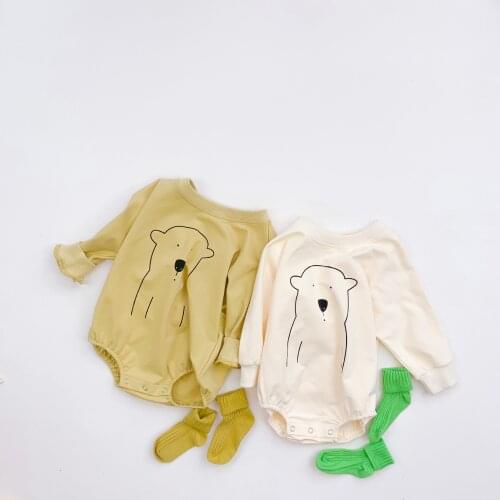 Newborn Baby Little Bear Printing Bodysuit Autumn Toddler Baby Long Sleeve Jumpsuit Baby Girls Cotton Casual Bodysuits