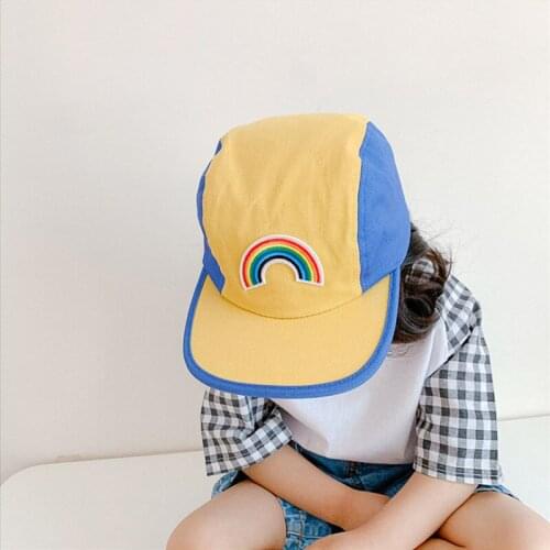 Kids Summer Cotton Snapback Baseball Caps Toddler Boys Girls Rainbow Peaked Cap Children Letters Sun Visor Hat Baby Accessories