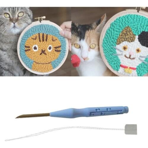 DIY Tool Adjustable Punch Needle Stitching Kit Rug Yarn Needle Stitching Embroidery Pen Felting Threader Needles