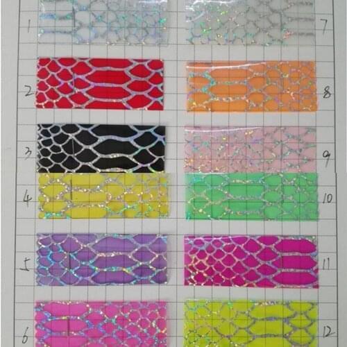 120cm*90cm holographic PVC plastic Colored and transparent 0.5mm luggage handbag shoe leather fabric Laser snake rainbow pattern