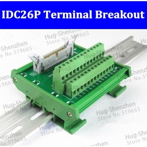 IDC26P IDC 26 Pin Male Connector to 26P Terminal Block Breakout Board Adapter PLC Relay Terminals DIN Rail Mounting Shell--5pcs