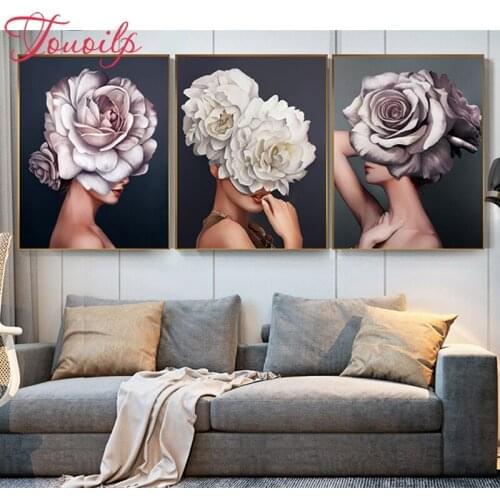 Postmodern Flower Beauty Girl Canvas Painting Abstract Figure Poster DIY diamond painting 5D full square drills cross stitch