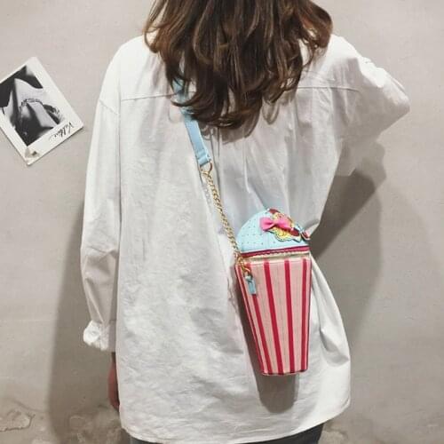 Creative Ice Cream Shoulder Bags for Women Colorful Metal Chain Crossbody Bag Ladies Cute Design Phone Bag Teenage Girl