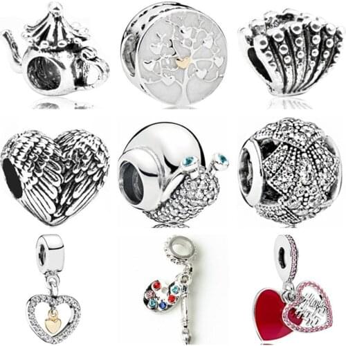 Hot Sale Luxurious Tree Flower Snails Shell Leaves Crown Shoes Heart Bead Fit Original Pandora Charms for Women Handmade Jewelry