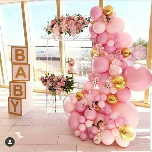 Danajiau double-deck handwork Bubble gum pink light pink set latex balloon golden balloons baby shower birthday party decora