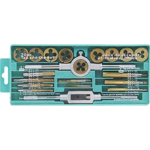 20pcs Tap & Die Set 1/16-1/2 Inch NC Screw Thread Plugs Taps Alloy Steel Hand Screw Taps Dies