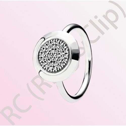 Genuine 925 Sterling Silver Classic Fashion Ring Round Crystal Engagement Ring Female Engagement Anniversary DIY Jewelry Gift