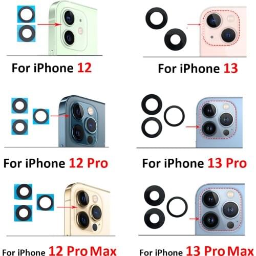 Original New For iPhone X XR XS Max 11 12 Pro Max Mini 6 6S 7 8 Plus Rear Camera Glass Lens with Glue High Quality