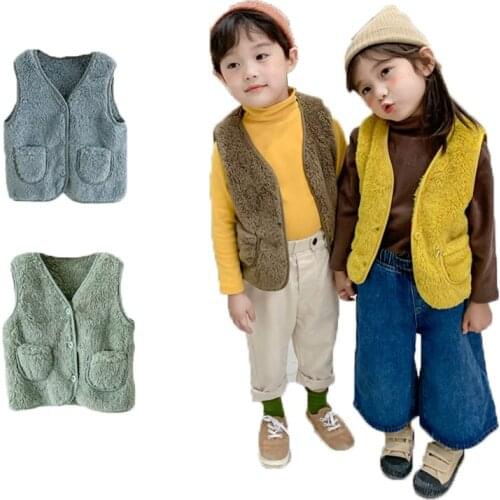 Autumn Girls Warm Vest Fashion Spring Baby Boys Waistcoat Costume Kids Outerwear Vests Children Clothing Plush Cotton Coats Vest