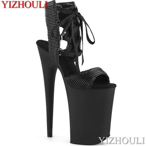 A sexy 23cm stiletto ankle boot with a strappy upper, a 9in super high heel, and summer dancing shoes
