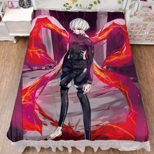 Tokyo Ghoul Anime Printed Bedsheet Throw Blanket Home Decorative Bedding Flat Sheet