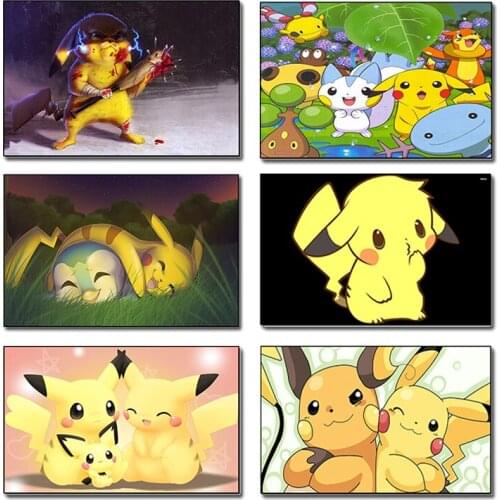 Pokemon Pikachu Anime Cartoon Poster Canvas Painting Wall Picture Mural Modern Children Bedroom Home Decoration