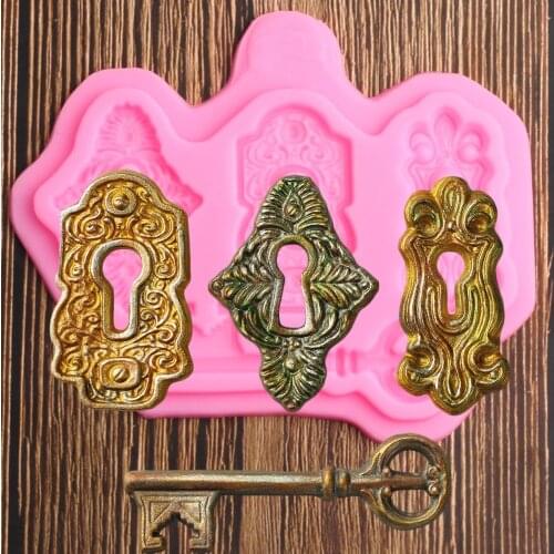 3D Lock Keys Silicone Mold Fondant Cupcake Molds Cake Decorating Tools Chocolate Candy Gumpaste Mould Kitchen Baking Moulds