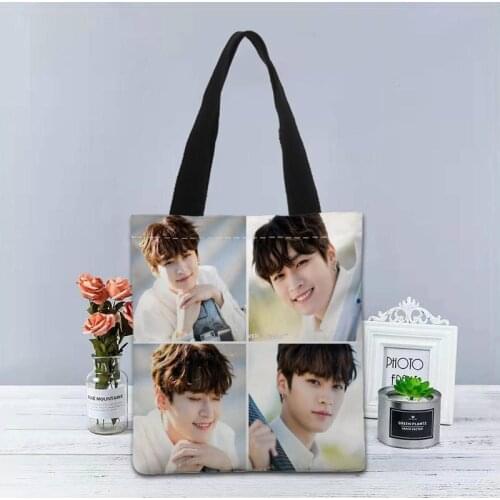 KPOP Lee Know Handbag Foldable Shopping Bag Reusable Eco Large Unisex Canvas Fabric Shoulder Bags Tote Grocery Cloth Pouch 0622