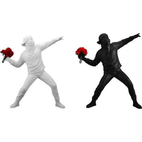 Resin Statues Sculptures Flower Thrower Statue Bomber Home Decoration Accessories Modern Ornaments Figurine