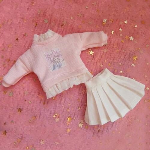 2pcs/set Blyth Doll Clothes Sweater + White Skirt for holala Azone Licca Blyth Doll Accessories