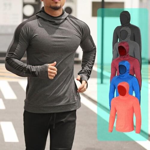 Hoodie Running Jackets Men Windproof Quick dry Workout Fitness Sportswear Autumn Casual Outdoor Jogging Gym Sports Hoodie Coat