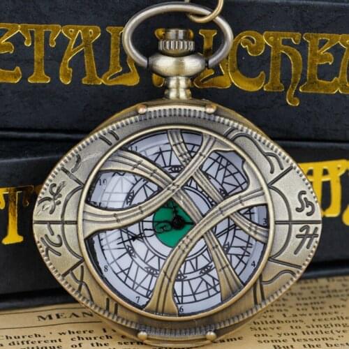 Unique Design Bronze Eyes Quartz Pocket Watch Pendant Necklace Chain Pocket Watches Gifts for Mens Womens