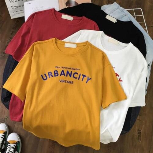 Spring Summer T-shirt Woman Letters Print Short Sleeve O Neck Women Tops Cotton Spandex Tshirt Women