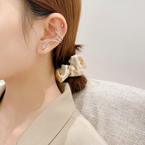 Earrings Woman Fashion 2021Jewelry Undefined Geometry Clip-on Snake Rhinestone Ear Cartilage Piercing Gift Female Stud earring