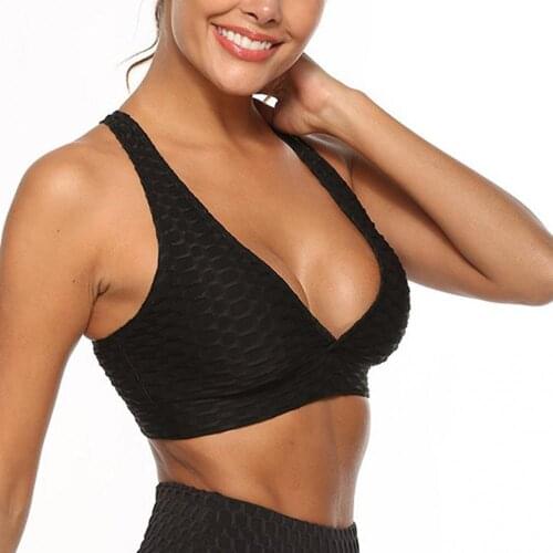 2021 New Simple Summer Women Sexy Deep V Neck Solid Color Padded Wireless Push Up Sports Bra Brassiere Underwear