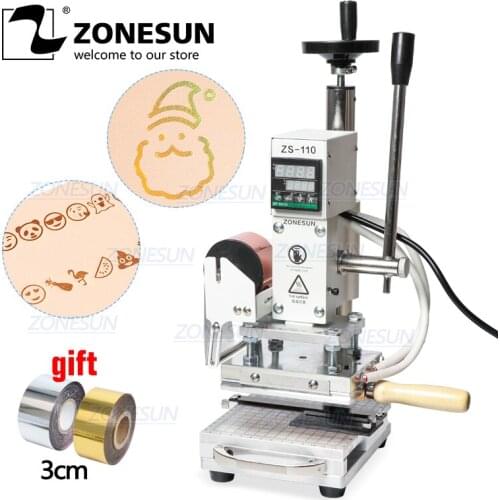 ZONESUN ZS-110 Stamping Machine Digital Hot Foil Hand Held Aluminum Iron Plate Brass Mold Leather Paper Plastic Bronzing Tool