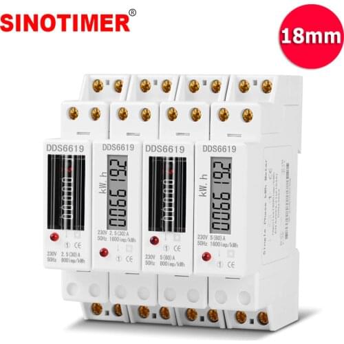 1P 18mm Single Phase 2 Wire Digital Wattmeter Power Consumption Analog Energy Meter kWh AC 230V 50Hz Electric Din Rail Mount