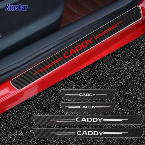 4pcs Carbon Fiber Car Door Sticker For Volkswagen Caddy Auto Accessories