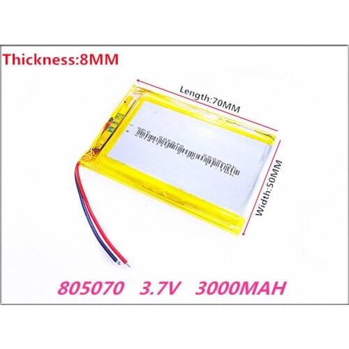 805070 3.7V 3000MAH 804969 Lithium Polymer Li-Po li ion Rechargeable Battery cells For Mp3 MP4 MP5 GPS mobile bluetooth