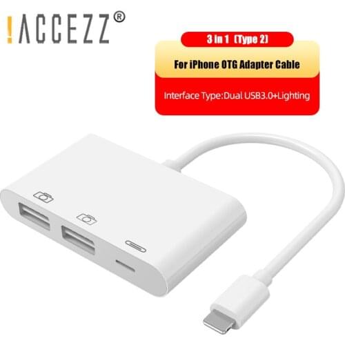!ACCEZZ OTG USB to Lighting Adapter For iPhone 11 iOS 13 USB 3.0 Adapter U-Disk Mouse Keyboard Camera Card Reader Data Converter