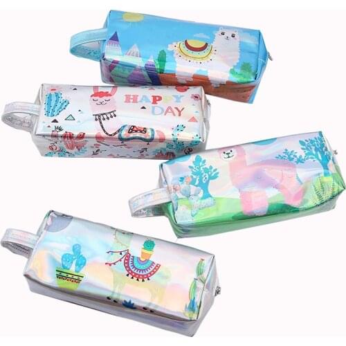 Large Cactus School Pencil Case Cute Laser Pencil Bag Pouch Kawaii Sheep Pencil Box Pen Case For Girls Boys Korean Stationery