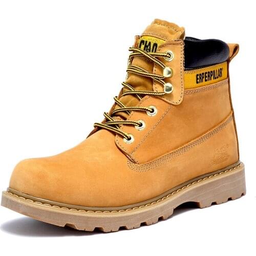 New Winter Yellow High Top Couple Boots Men Women Comfortable Warm Mens Work Boots Women Outdoor Non-Slip Motorcycle Boots Men