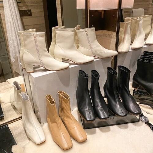 Brand Thin Boots Children 2020 New Korean Socks And Boots Thick Heel Leather Short Boots Womens Versatile Single Boot