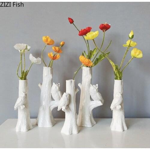 Floral Vase Ceramic Trunk Flowers Pot Tree Branch Flower Arrangement Crafts Home Decoration Accessories Modern Desk Decor