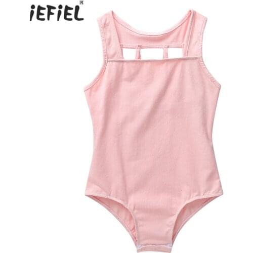 Kids Girls Ballet Leotards Solid Color Stretchy Sleeveless M-Straps Back Ballet Dancewear Gymnastics Leotard Jumpsuit Activewear