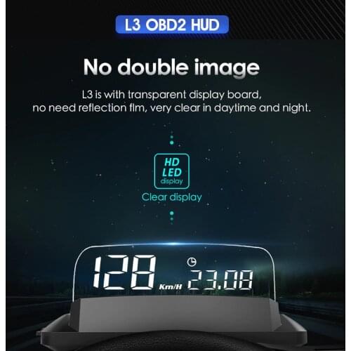OBD2 HUD Mirror L3 Car Head Up Display Windshield Speed Projector Digital Speedometer On-Board Computer Fuel Mileage Temp