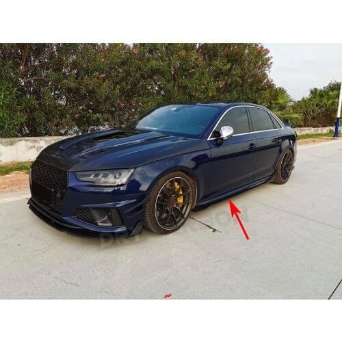 For Audi A4 Sline Sport S4 Sedan B10 2019 2020 Side Skirts Aprons Dry Carbon Fiber / FRP Door Bumper Extension Lip Chin Covers