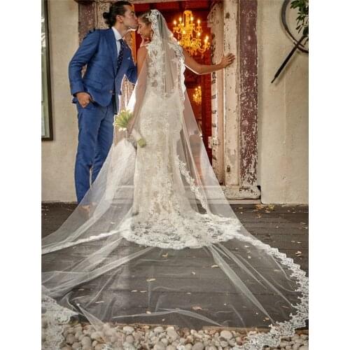2020 Elegant Women Cathedral Lace Wedding Veil 300*150CM Tulle Bridal Veil 1Layer With Comb Wedding Accessories