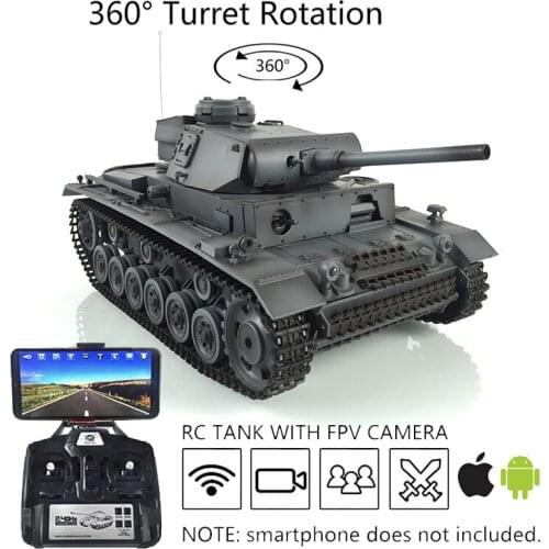 Heng Long 1/16 Gray 7.0 Upgraded FPV Panzer III L RC Tank 3848 360°For Children Turret TH17360-SMT4